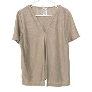 TR Bentley Large Gold 2-Piece Cardigan Tank Set Metallic Shimmer GrandmaCore‎